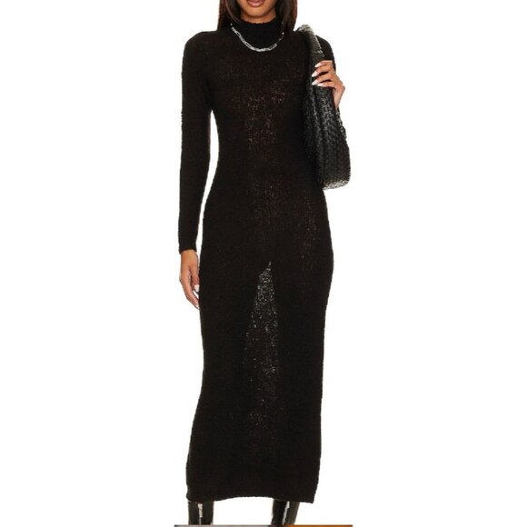 Sheer Sparkly Mink Pink Long Sleeve Dress - Picture 3 of 3